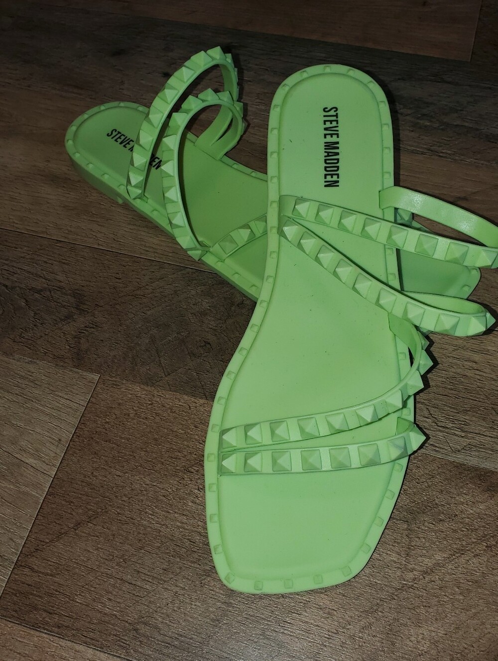 Steve Madden Neon Green Studded Slide Sandals Size 9